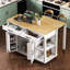 Îlot de cuisine de 47 po avec table de salle à manger extensible, table de cuisine en placage de bois d'hévéa avec support de rangement interne, prise de courant, îlot de cuisine avec rangement 2 tiroirs et 2 armoires, blanc-1451936715