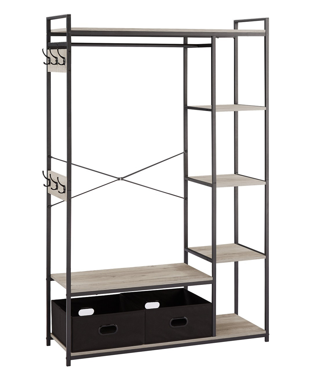 JHX FreeStanding Closet Organizer with Storage Box Side Hook