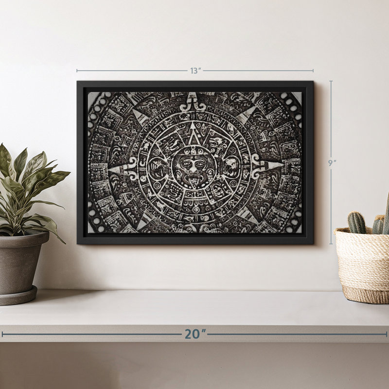 Decor Elements " Black Mayan Calendar Wall Art ", 9" H x 13" W