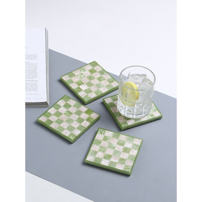 Resin Square 4 Piece Coaster Set