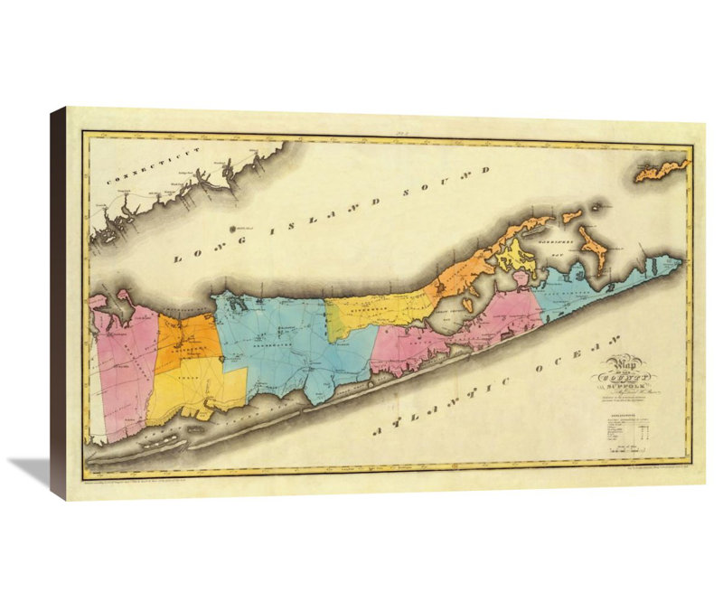 " New York - Suffolk County, 1829 " by David H. Burr, Turkish Coffee, 22" H x 36" W x 1.5" D