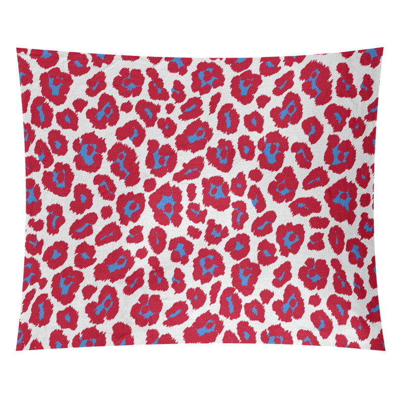 Tapisserie en microfibre de football, H 88 po x l 104 po, Blanc/rouge