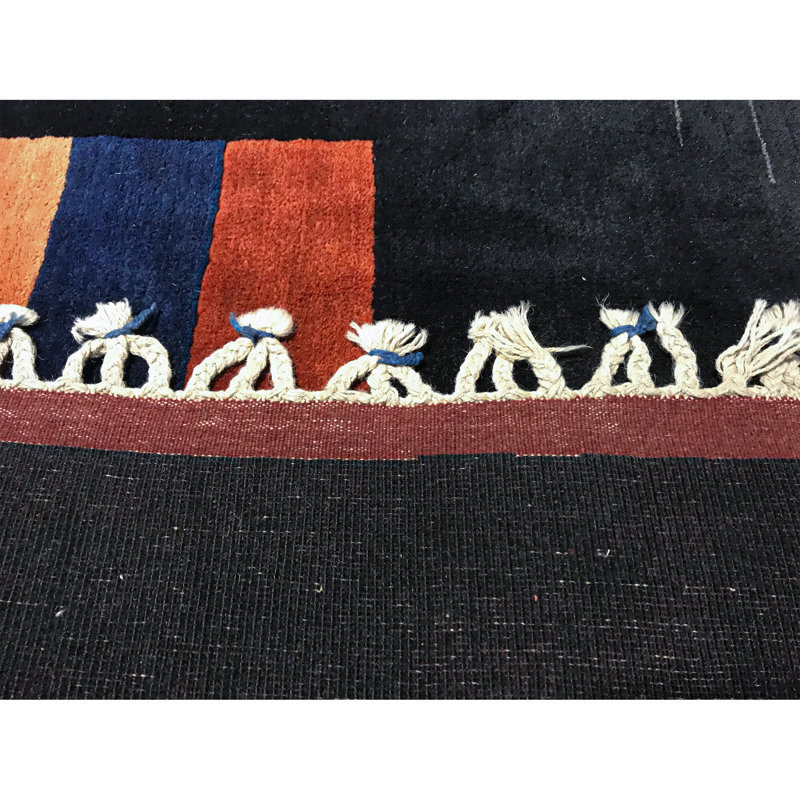 Tapis noir de haute qualité noué à la main Gabbeh