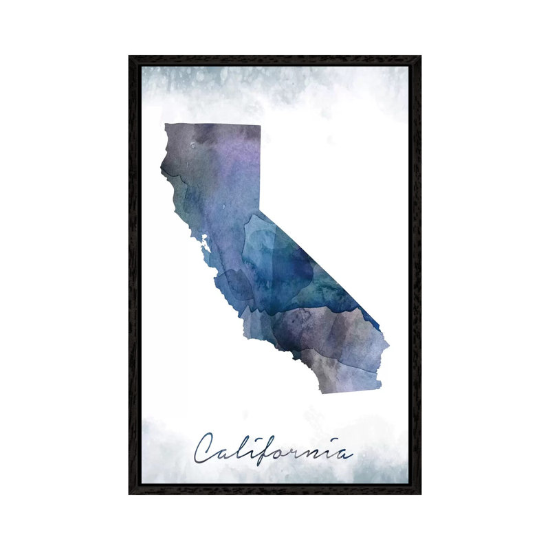 California State Bluish - Print on Canvas, 101.6 cm H x 66.04 cm W, Black Framed
