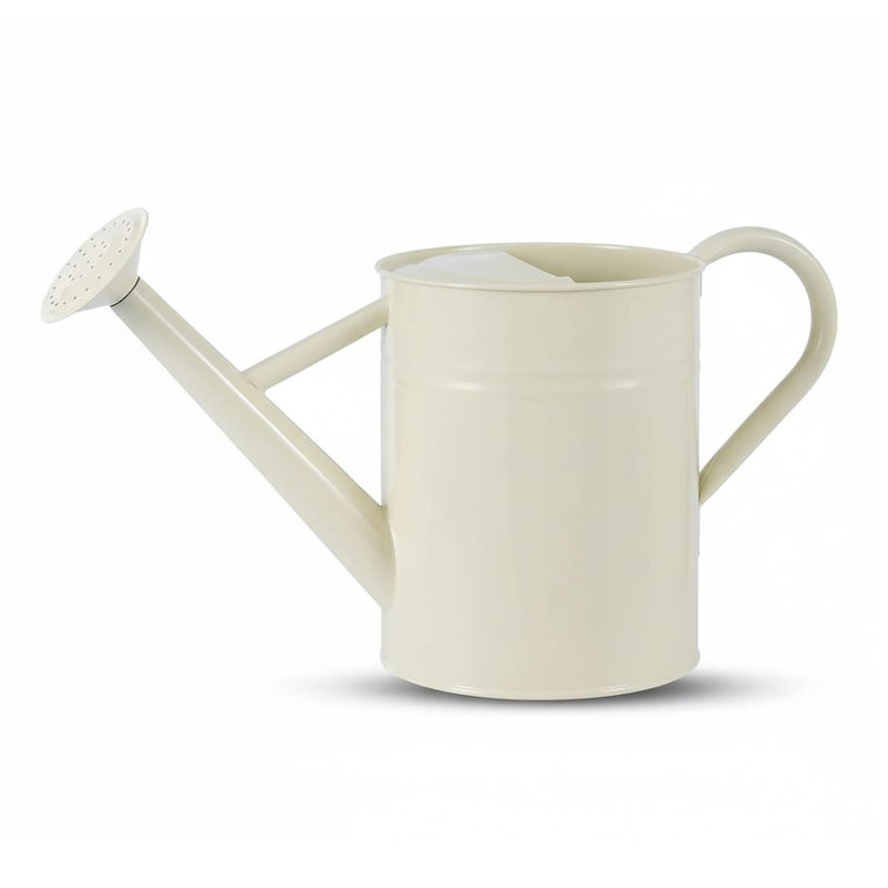 Metal Watering Can with Removable Spout, Galvanized 1 gal., Perfect for Indoor & Outdoor Use (Yellow), White