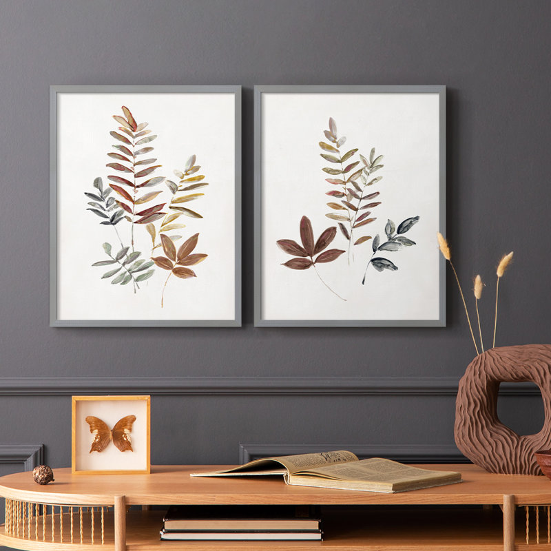 «Autumn Leaves I», reproduction encadrée de qualité supérieure - prête à être accrochée - aucun clou requis - aucun clou requis