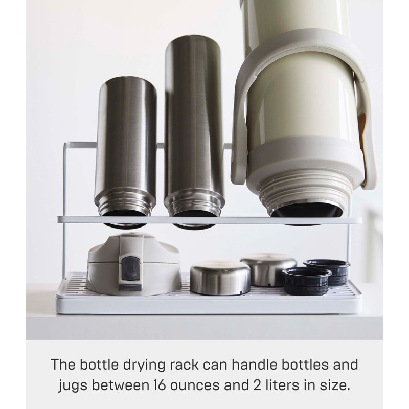 White Metal Compact Countertop Bottle Drying Rack