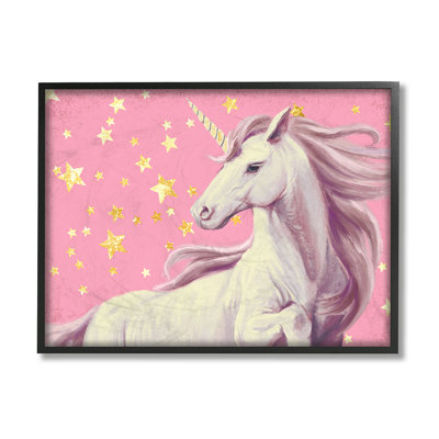 «Adorable Unicorn in Pink Starry Sky» par Ziwei Li - impression d'art graphique
