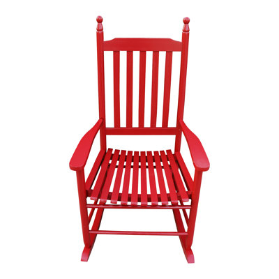 Chaise berçante de véranda en bois massif rose rouge - fabriquée en bois franc convenant au balcon et confortable avec un siège large et un dossier à lattes avec accoudoirs La quincaillerie d'assemblage simple supporte jusqu'à 250 livres