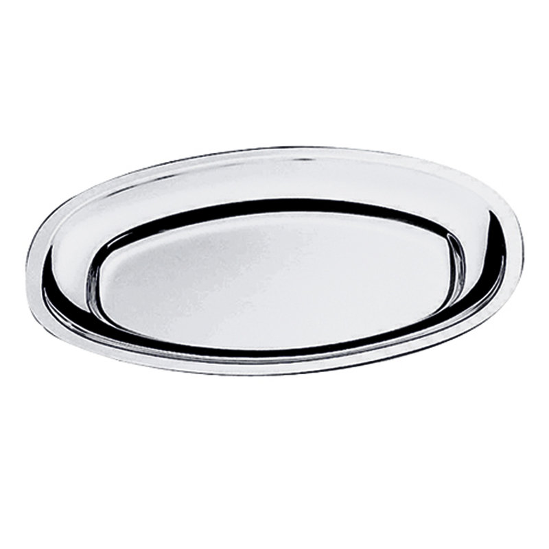 Menu & Banquet Oval Serving Plate with Reinforced Edges 11.81" x 8.66" - 6 Pieces - Stainless Steel