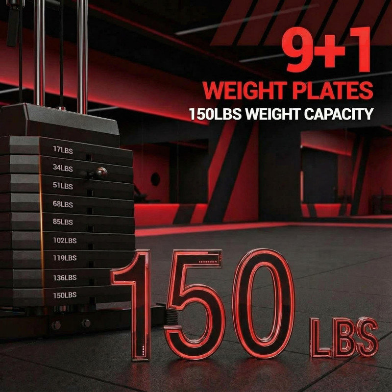 All-in-One Home Gym Station, 100LBS Weight Stack – Full Body Strength Training Machine with LAT Pull Down, Chest Press, Leg Extension