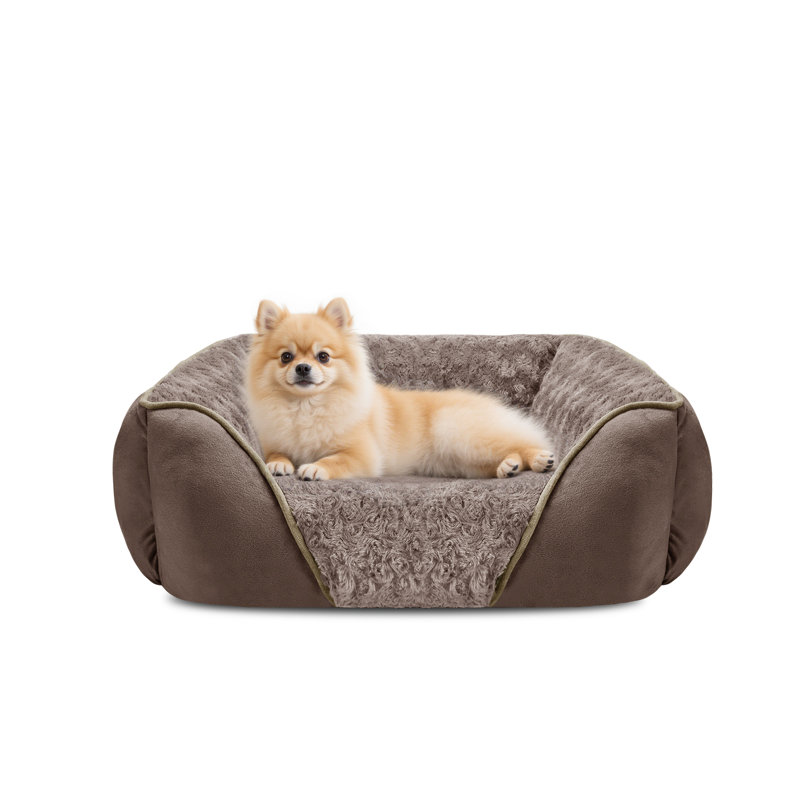 Lit pour chien apaisant, lit pour animal doux en peluche lavable, intérieur en velours, rembourrage en coton PP, fond antidérapant, animaux divers
