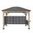 Sunjoy Wood Gazebo 11 x 11 ft. Hardtop Gazebo Cedar Wood Framed Hot Tub Gazebo with Steel and Polycarbonate Hardtop and bar Shelf