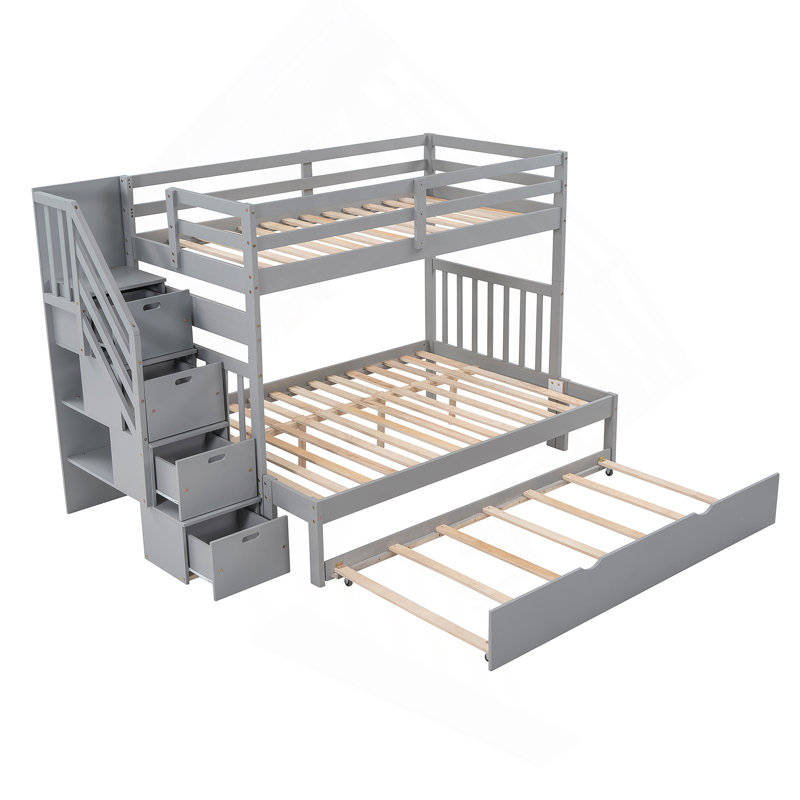 Lit mezzanine en bois avec lit gigogne