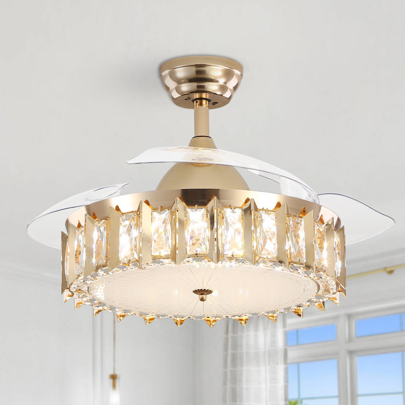 Ventilateur de plafond sans lame à DEL de 42 po avec télécommande et ensemble d'éclairage inclus Andella, Or