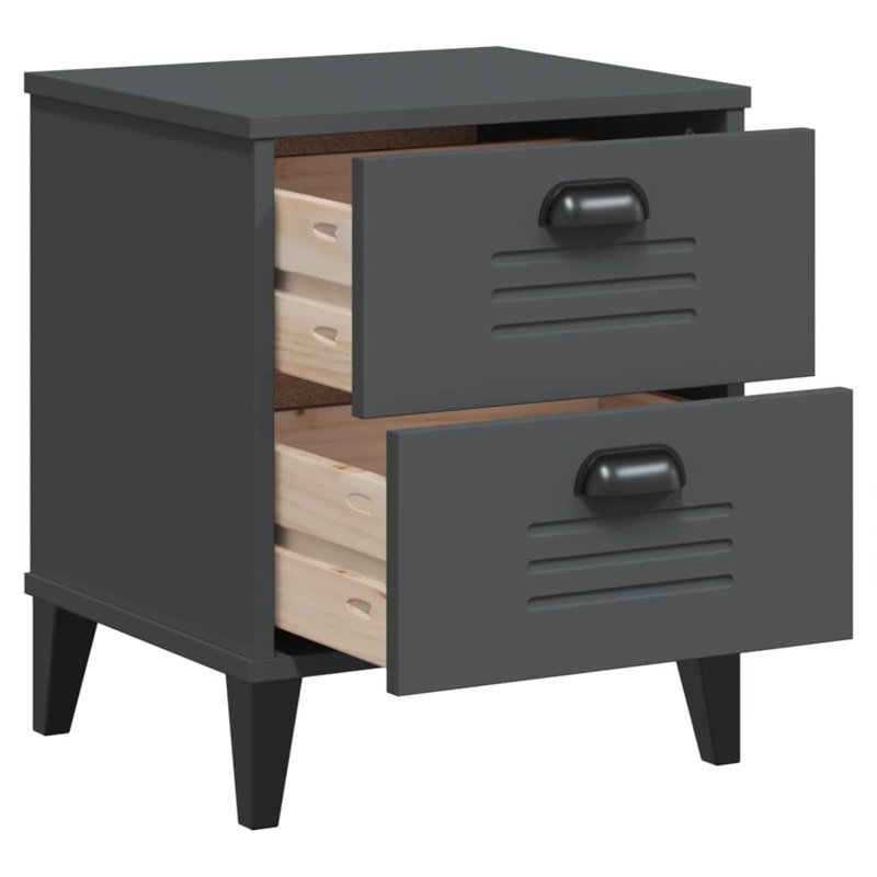 Anjuan 40 cm W Bedside Table, Anthracite Grey