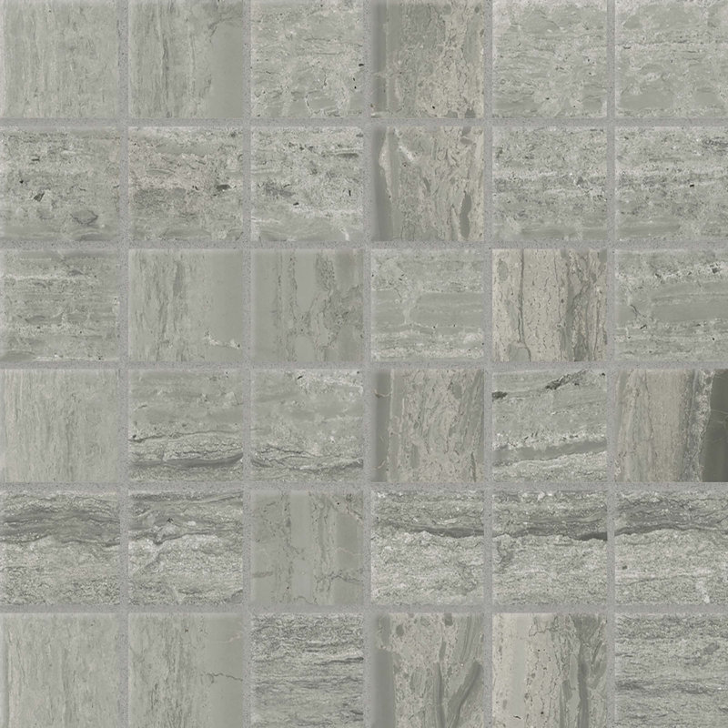 Classic 2.0 2 in. x 2 in. Grid Glazed Porcelain Tile, Travertino Grigio
