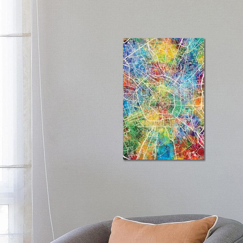 Milan Italy City Map by Michael Tompsett - Wrapped Canvas Gallery-Wrapped Canvas Giclée, 66.04 cm H x 45.72 cm W x 3.175 cm D
