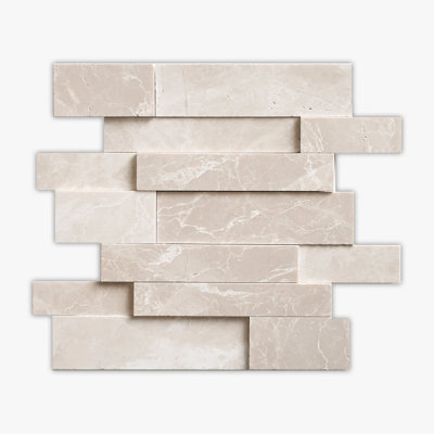 Botticino Honed 3-Dimensional Marble Mosaic