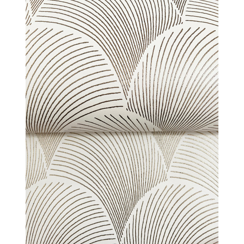 Metallic Light Scallop Wallpaper, Light Beige