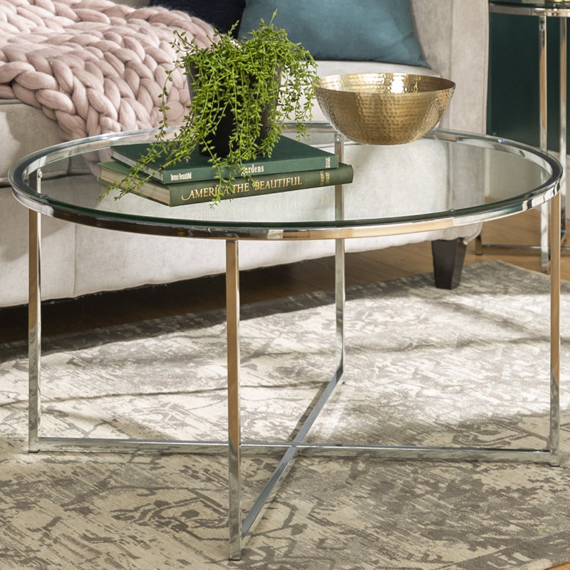 Leverette Cross Legs Coffee Table, Chrome