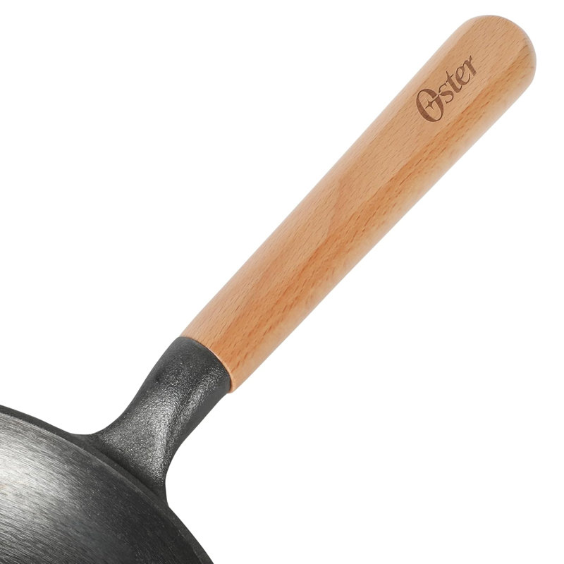 Poêle en fonte ronde de 11 pouces avec poignée en bois Oster Flintfield, 11"