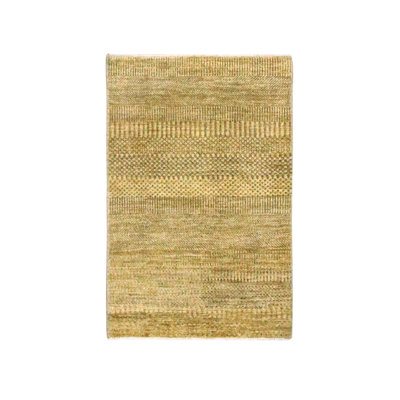2'x3' Honey Brown, Wool with touch of Silk, Tone on Tone, Lush and Plush, Hand Knotted, Modern Grass Design, Sample, Mat, Oriental Rug