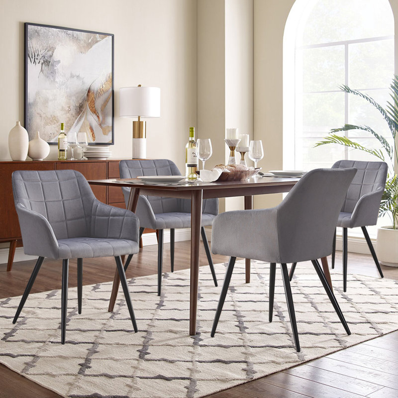 Seamans 48cm H Upholstered Metal Armchair, Grey