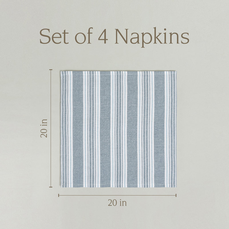 over&back Woven Striped Cloth Napkins, Blue