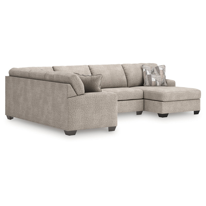 Cronan 3-Piece Sectional With Chaise, Left Hand Facing, Beige Polyester