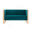 Causeuse 57 po en velours bleu sarcelle