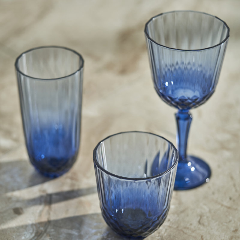 Verre à whisky taillé en cristal Colore, Bleu
