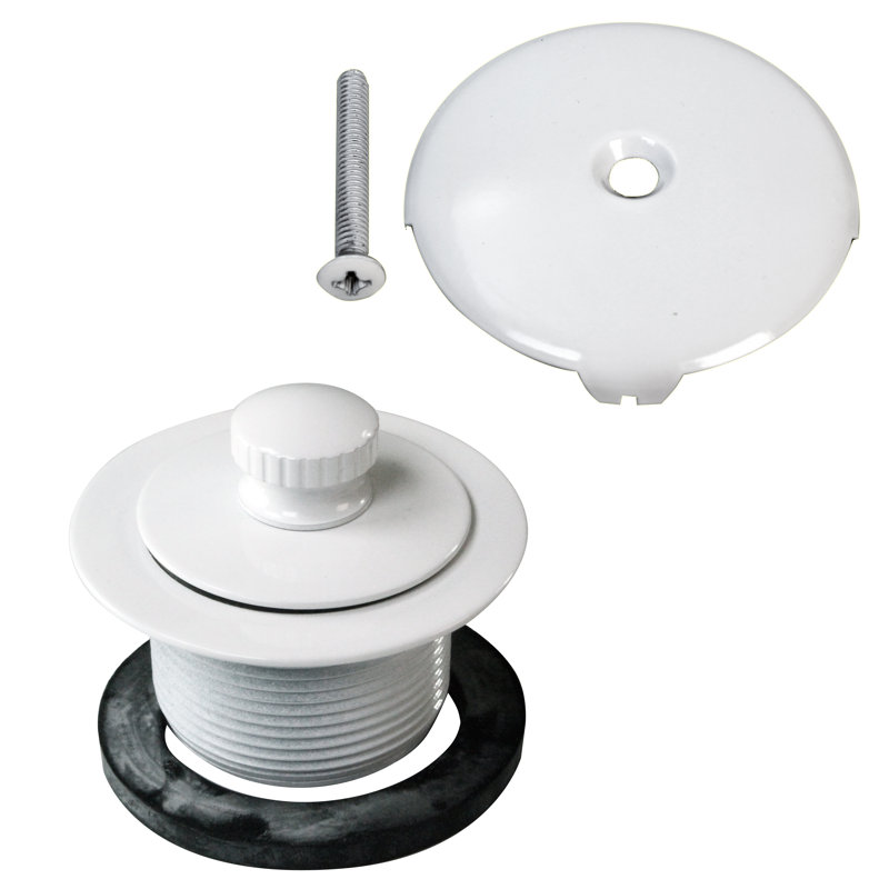 1-1/2" Twist & Close Bathtub Drain Trim Set with One-Hole Overflow, Powder Coat White