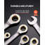 Combination Wrench Set, 24-Piece Ratcheting Wrench Set with Organizer Rack, Cr-V Steel Wrench Set SAE 1/4" to 7/8", Metric 8 mm to 19 mm, Ideal for General Household, Auto Repairs, Emergency