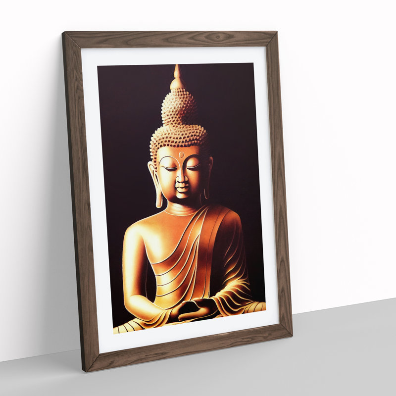Pristine Buddha - Single Picture Frame Print, 46cm H x 34cm W x 2cm D, Walnut Framed