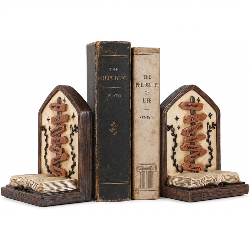 Serre-livres décoratifs en résine en forme de livre, ensemble de 2
