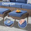 Ensemble de 2 repose-pieds d'extérieur en osier PE avec coussin pour la cour ou la terrasse-86003042-86003043
