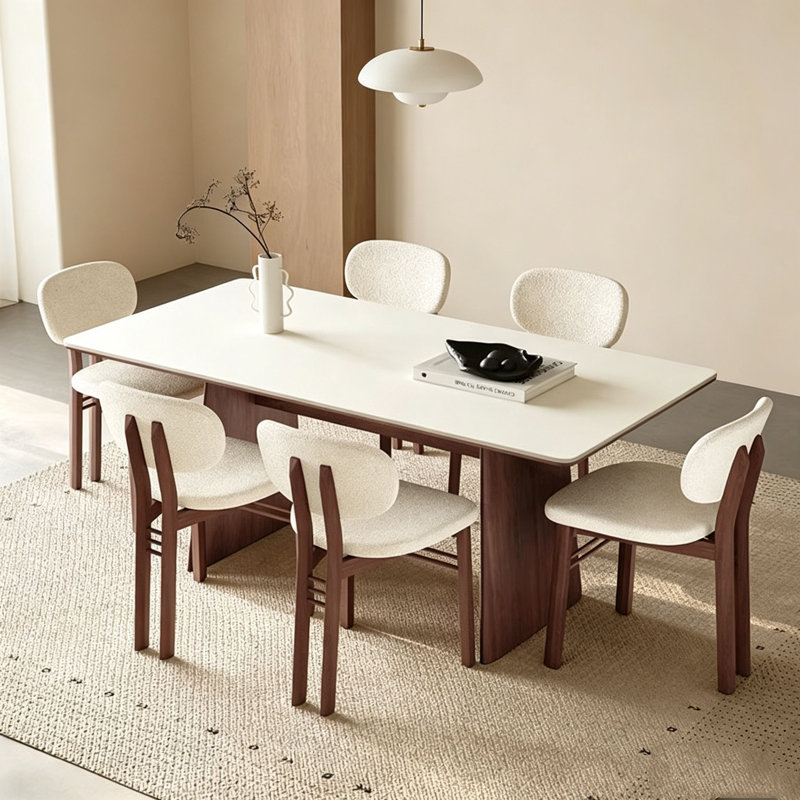 Table Mid-Century en pierre frittée, 29.5" H x 63" W x 31.5" D, 7