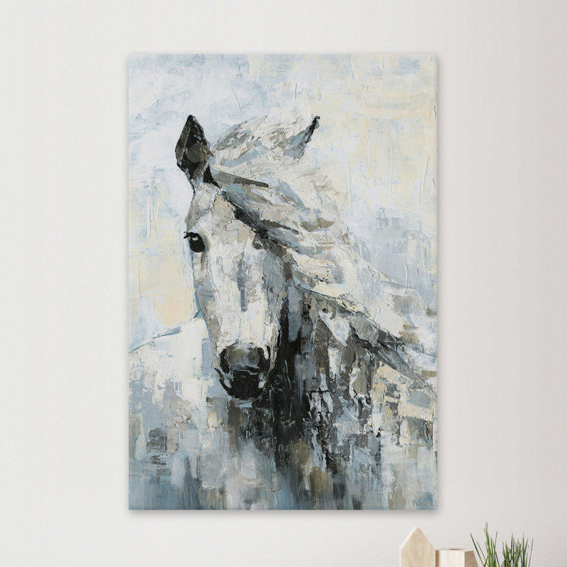 « great white cheval », reproduction sur toile tendue, H 12 po x l 8 po x P 1,5 po