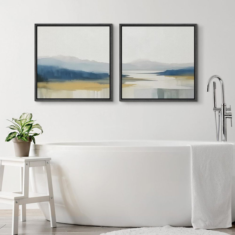 Tranquil Lake Vistas, Black Floater Framed, H 24 po x l 24 po
