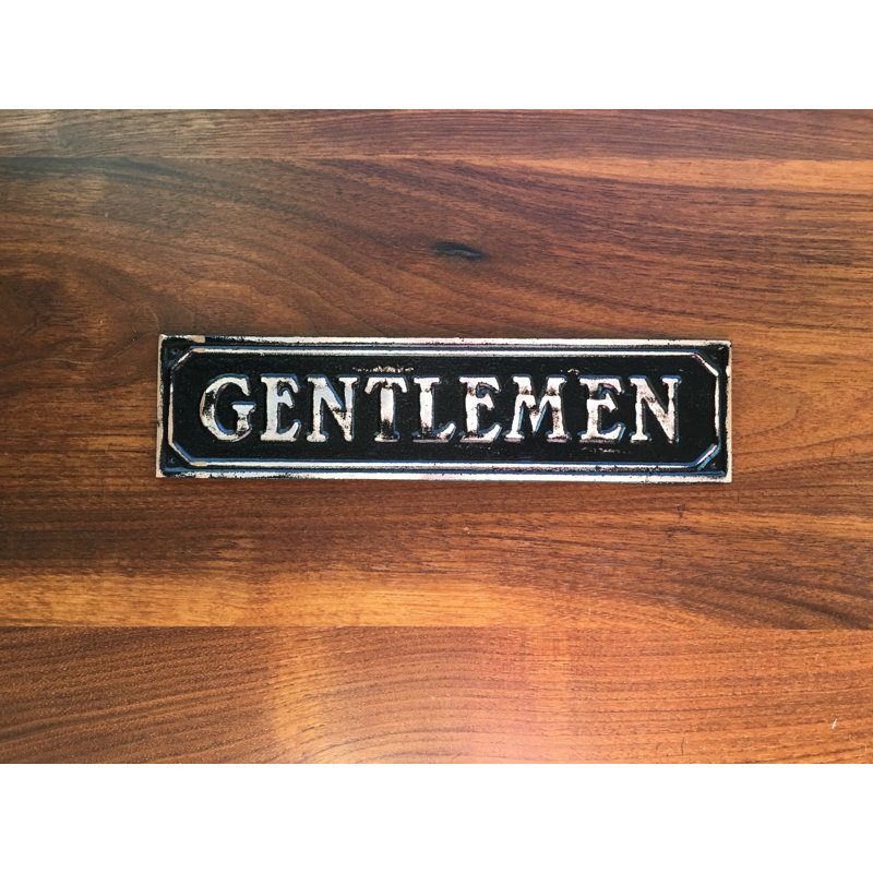 Enseigne de porte gentlemen’s, Laiton antique noir