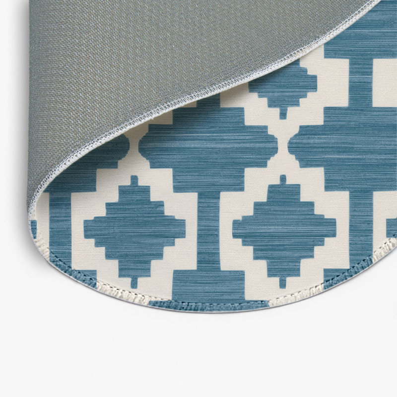 Tapis bleu intérieur et extérieur Trellis, Rond 5 pi