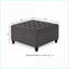 Repose-pieds, grand rangement carré avec capitonnage à boutons, pieds en bois massif - Gris foncé pour le salon / chambre à coucher | Bois | Noir-274312801