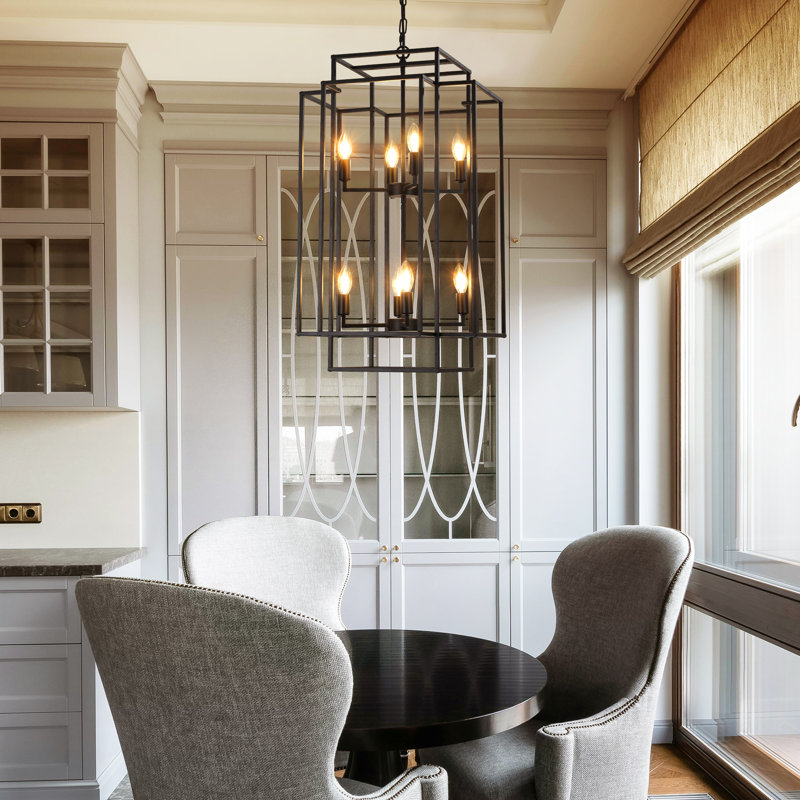 Lustre géométrique 8 niveaux Farmhouse, Noir mat
