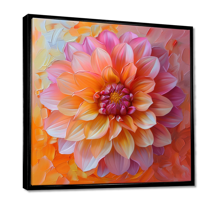 Dahlia I - Dahlia, H 16 po x l 16 po, Cadre flottant noir