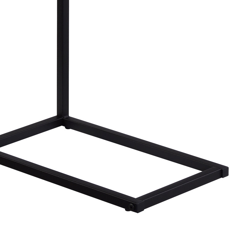 Maxwell C-shaped Accent Table with USB Charging Port, Antique Nutmeg, Black