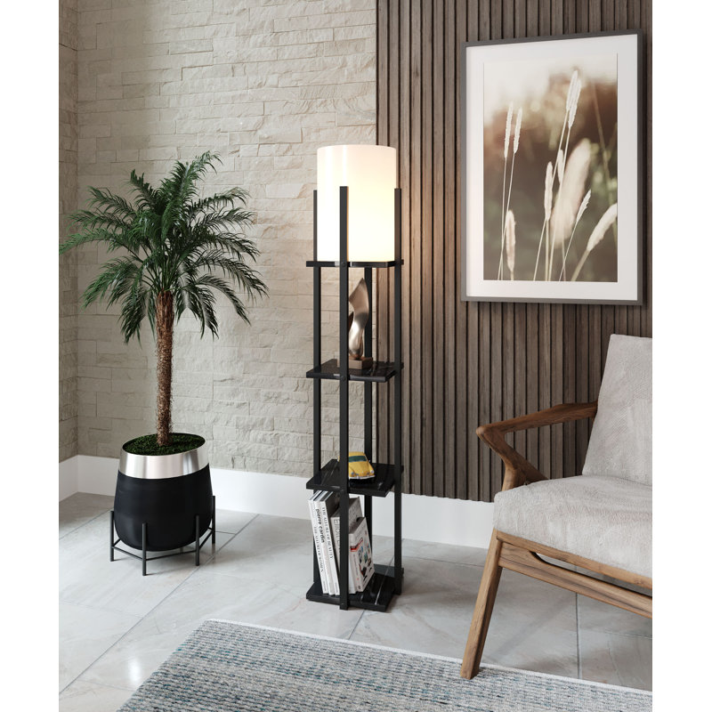 Stylish Black Floor Lamp, 53.1 Inches Tall, Particle Board Body, Fabric Shade 8.3 x 8.3 Inches, E27 Socket Max 40W, On/Off Switch on Cable, CE Certified, Perfect for Scandinavian & Country Decor