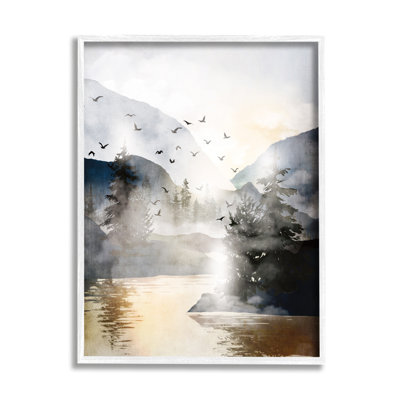 " Flying Birds Mountain Lake View "