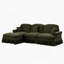 Canapé modulaire en forme de L à trois places Mid-Century avec accoudoirs évasés, volants amovibles et pieds fuselés, canapé en chenille confortable avec repose-pieds mobile-1809319785-1809319784