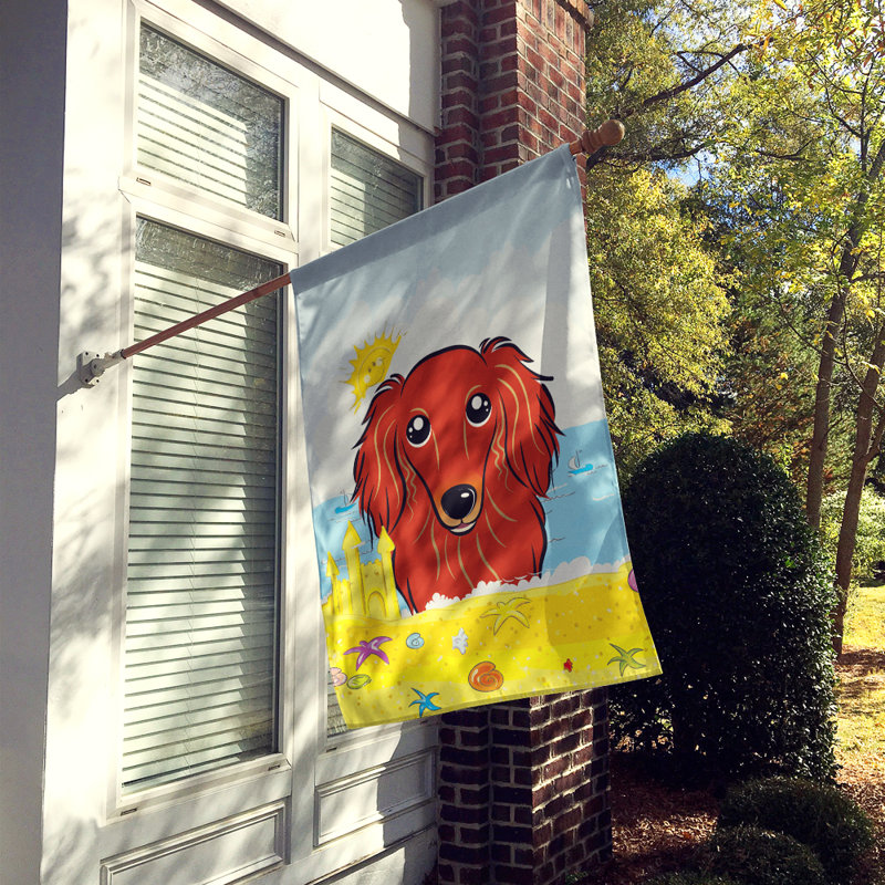 Drapeau de maison 40 po x 28 po Batchelder, Teckel à poils longs roux